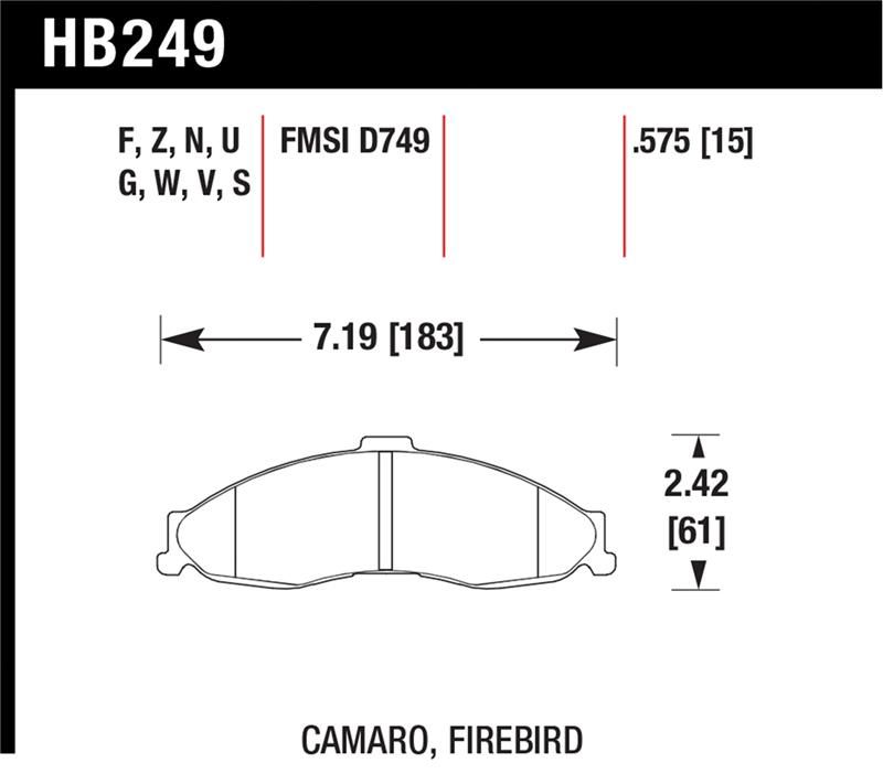 Hawk Performance HPS Brake Pad Sets HB249F.575 Image 1