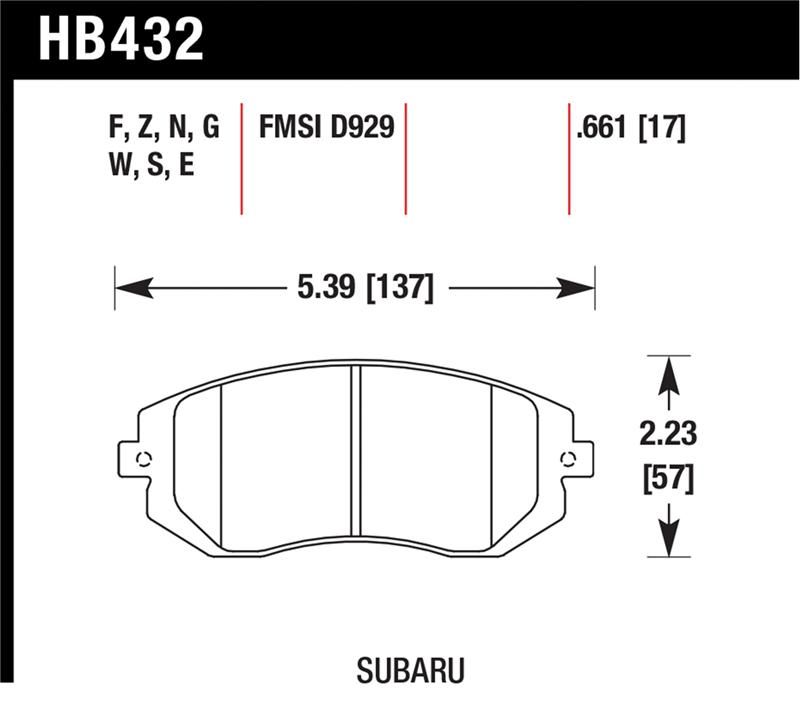 Hawk Performance HPS Brake Pad Sets HB432F.661 Image 1