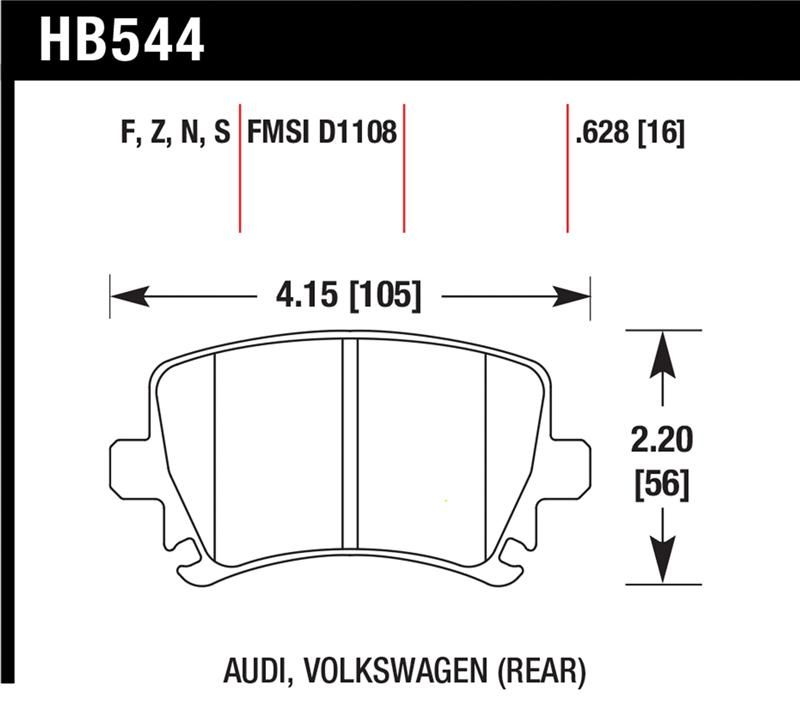 Hawk Performance HPS Brake Pad Sets HB544F.628 Image 1