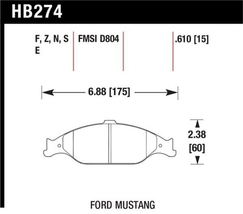 Hawk Performance Ceramic Brake Pad Sets HB274Z.610 Image 1