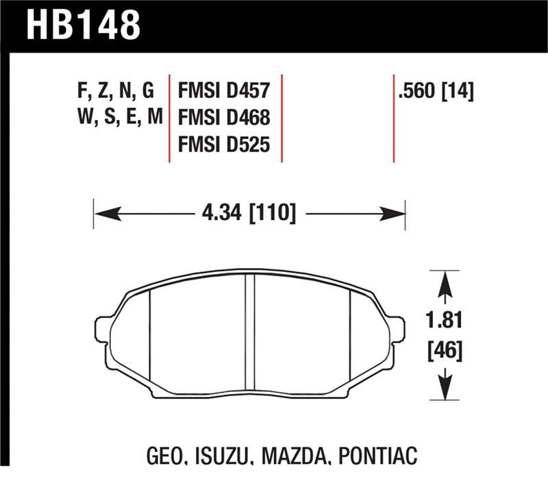 Hawk Performance Blue 9012 Brake Pad Sets HB148E.560 Image 1