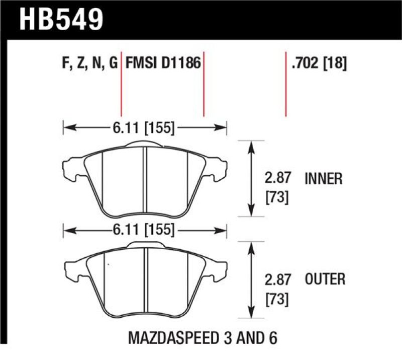 Hawk Performance DTC-60 Brake Pad Sets HB549G.702 Image 1