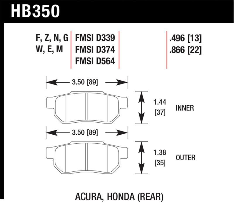 Hawk Performance DTC-30 Brake Pad Sets HB350W.496 Image 1