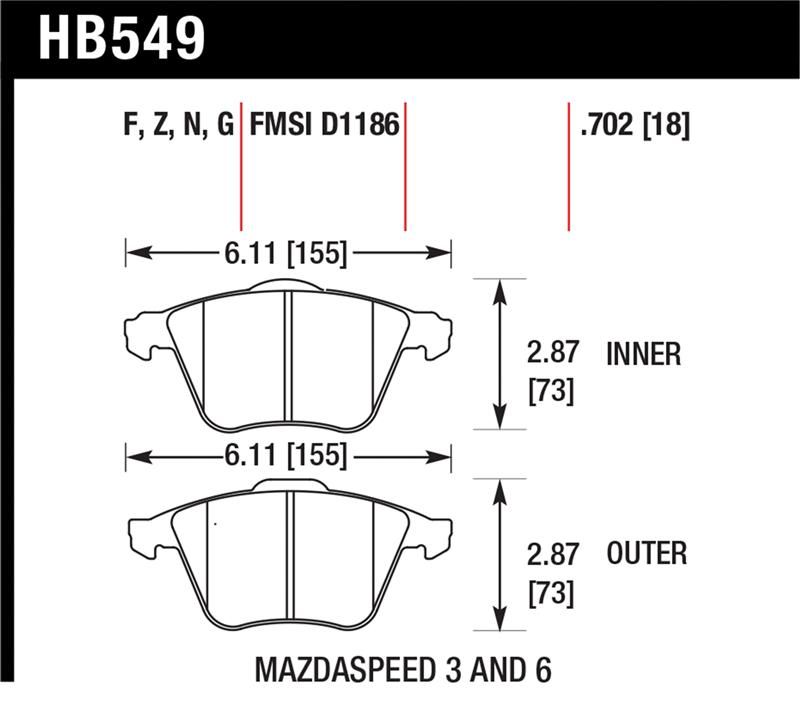 Hawk Performance HPS Brake Pad Sets HB549F.702 Image 1