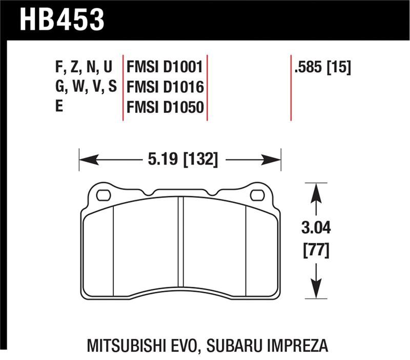 Hawk Performance HPS Brake Pad Sets HB453F.585 Image 1