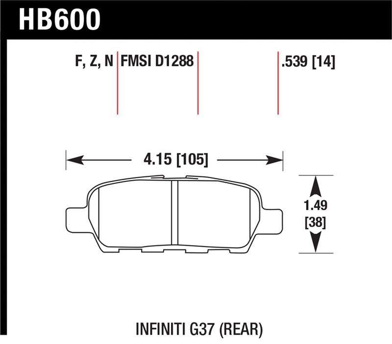 Hawk Performance Ceramic Brake Pad Sets HB600Z.539 Image 1