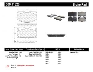 Stoptech Sport Brake Pads 309.11820