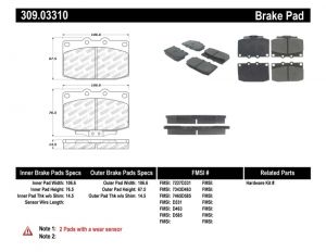 Stoptech Sport Brake Pads 309.03310