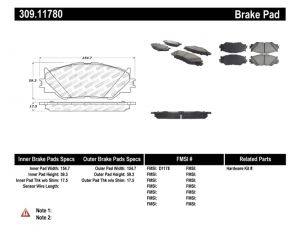 Stoptech Sport Brake Pads 309.11780