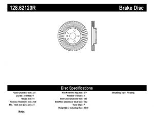 Stoptech Drilled Sport Brake Rotors 128.62120R