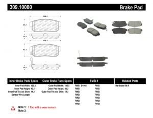Stoptech Sport Brake Pads 309.10080