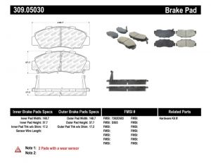 Stoptech Sport Brake Pads 309.05030