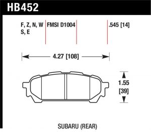 Hawk Performance HPS Brake Pad Sets HB452F.545