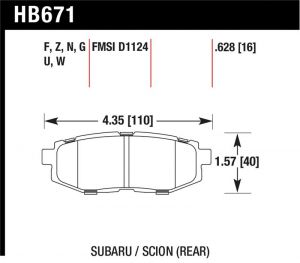 Hawk Performance HPS 5.0 Brake Pad Sets HB671B.628