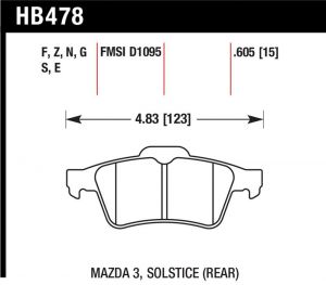 Hawk Performance HP+ Brake Pad Sets HB478N.605