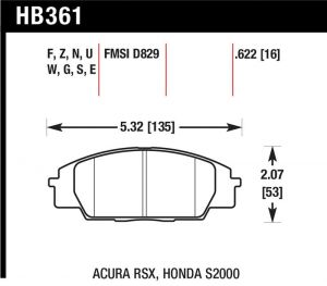 Hawk Performance HPS 5.0 Brake Pad Sets HB361B.622