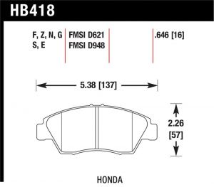 Hawk Performance HPS 5.0 Brake Pad Sets HB418B.646